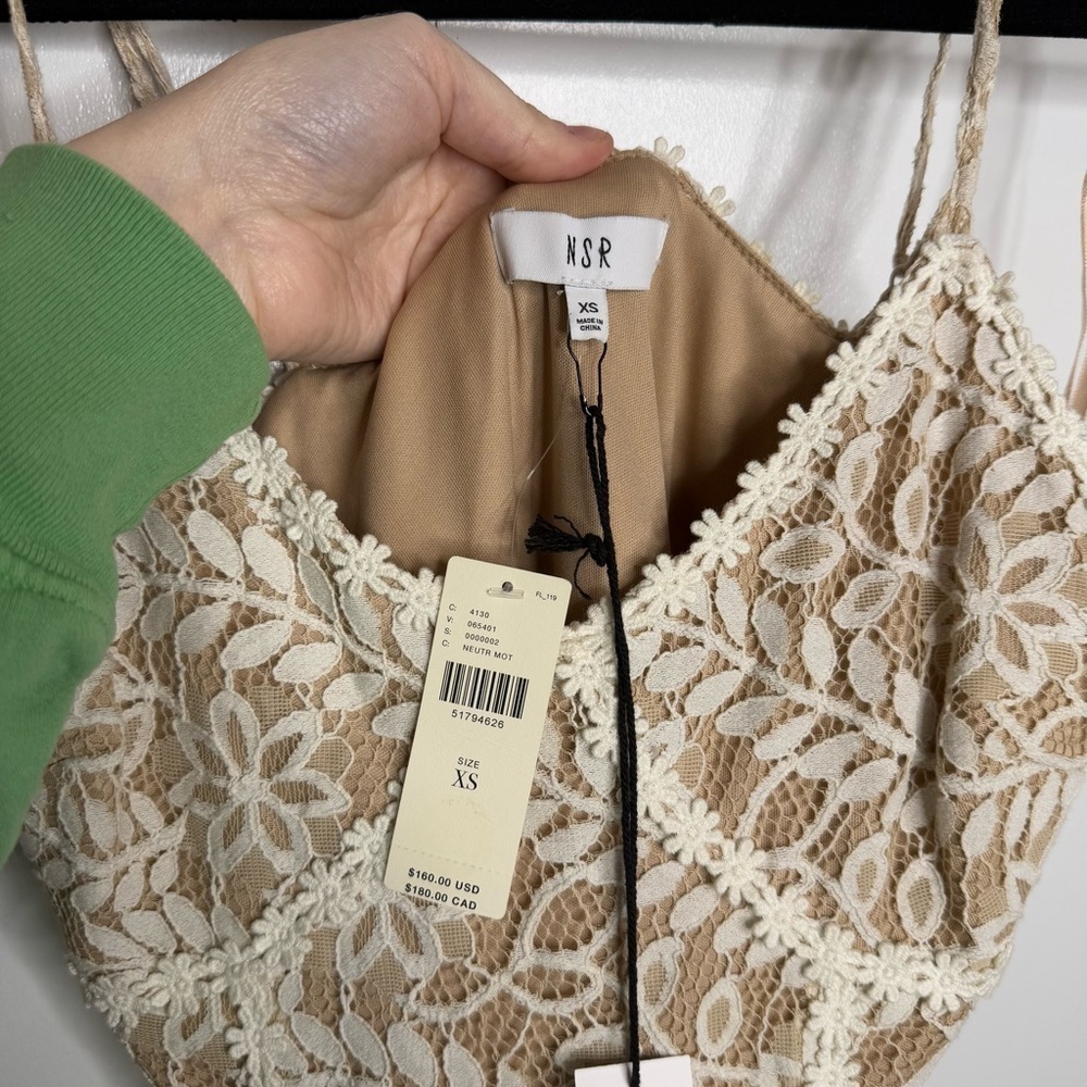 Anthropologie - NSR Hayden Floral Midi Dress cream/beige lace- XS - Picture 5 of 13